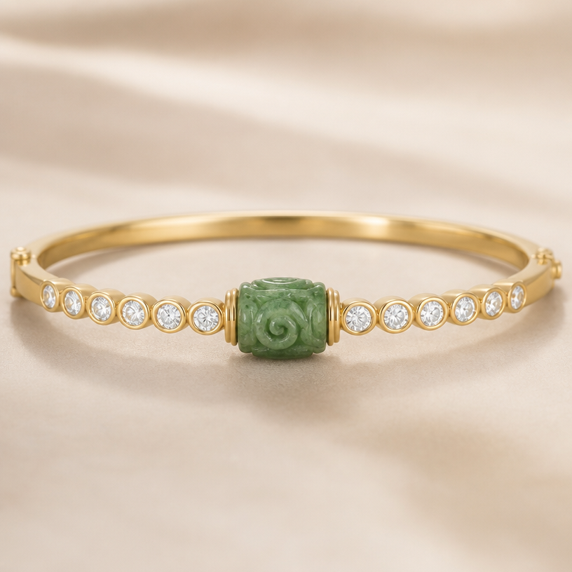 A bangle women's bracelet with diamond stones suitable for daily wear. Use 12 tablets.
using the attached image as a visual reference, create A bangle women's bracelet with diamond stones suitable for daily wear. Use 12 tablets.. photorealistic, just the design no text