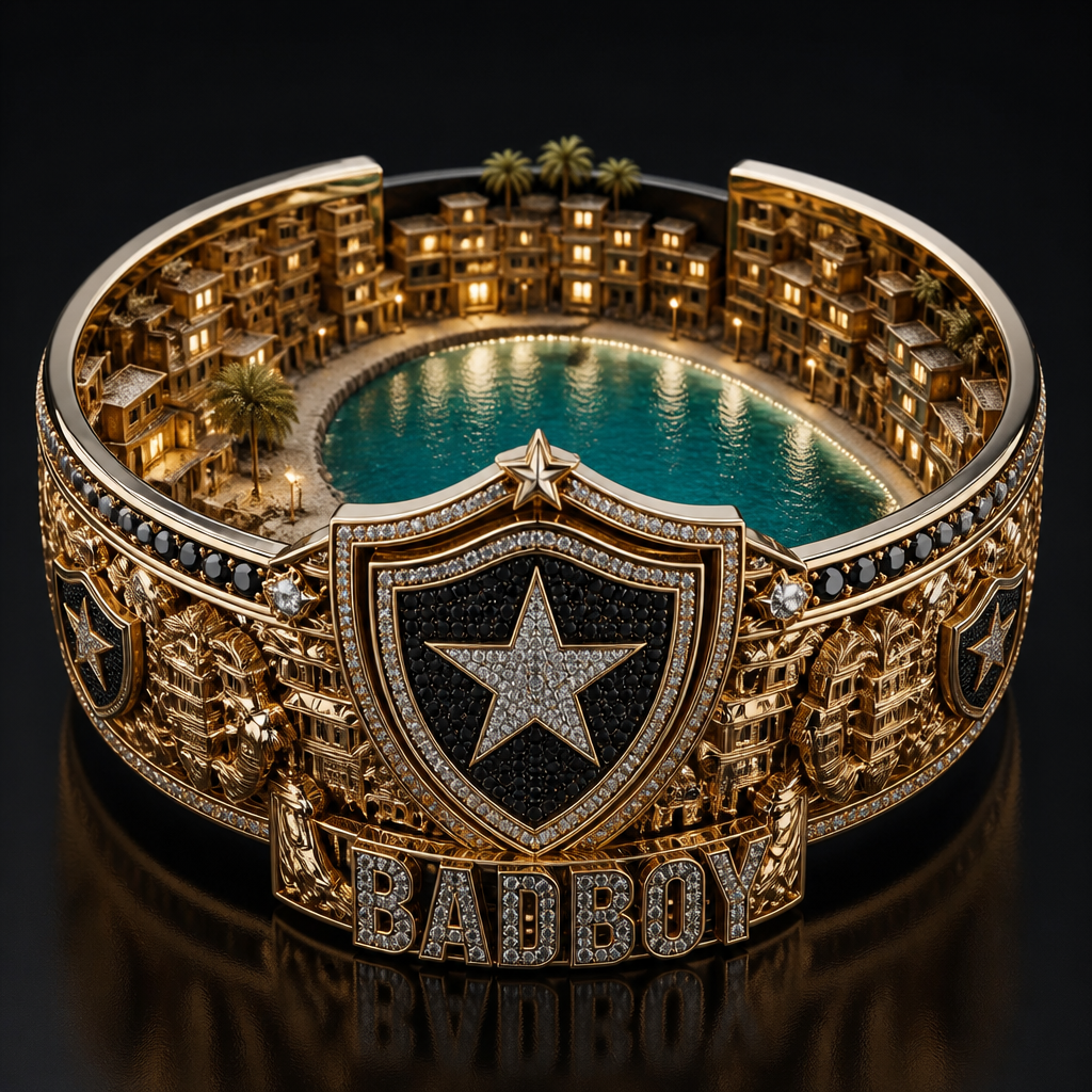A luxury men's bracelet made of gold suitable for daily wear, highly ornate, intricate and elaborate, richly detailed. bracelete na temática do time de futebol bota fogo, O escudo do botafogo cravejado com pedras originais da cor do time, na frente do bracelete o escudo cravejado e em baixo o nome escrito badboy bem visível
bracelete com um formato e designer único
coloque uma piscina em forma de meia lua com algumas favelinhas
photorealistic jewelry design, A luxury men's bracelet made of gold suitable for daily wear, highly ornate, intricate and elaborate, richly detailed. bracelete na temática do time de futebol bota fogo, O escudo do botafogo cravejado com pedras originais da cor do time, na frente do bracelete o escudo cravejado e em baixo o nome escrito badboy bem visível
bracelete com um formato e designer único
coloque uma piscina em forma de meia lua com algumas favelinhas, luxury style, just the design no text