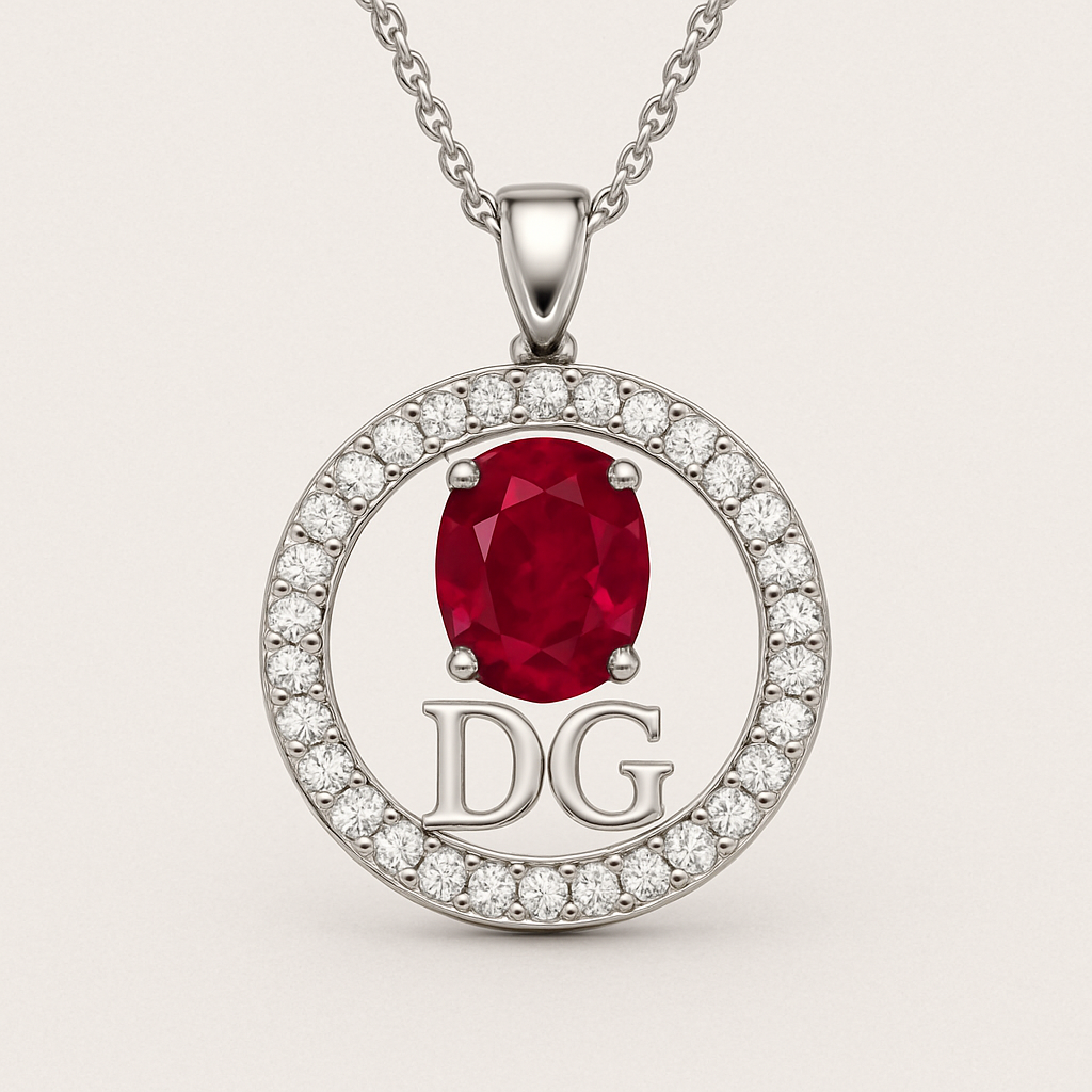 ruby with D and G letters pendant