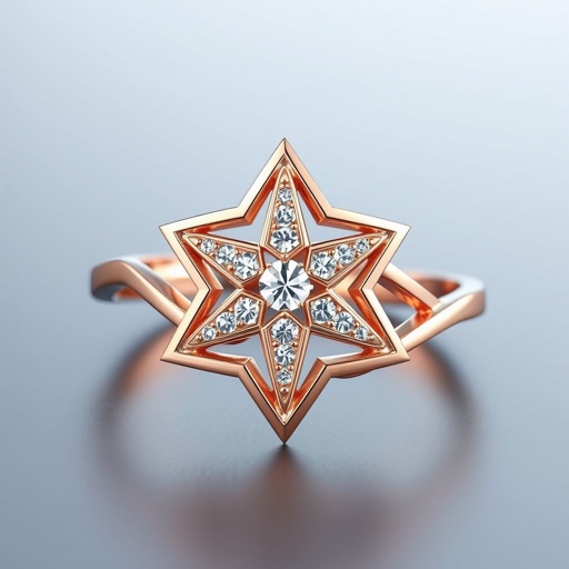 Geomatric architecture shape of ring of star and ehite diamonds