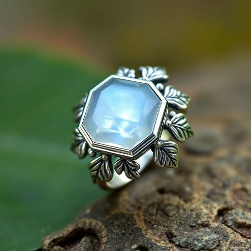 Sterling silver ring with an octagonal cut moonstone