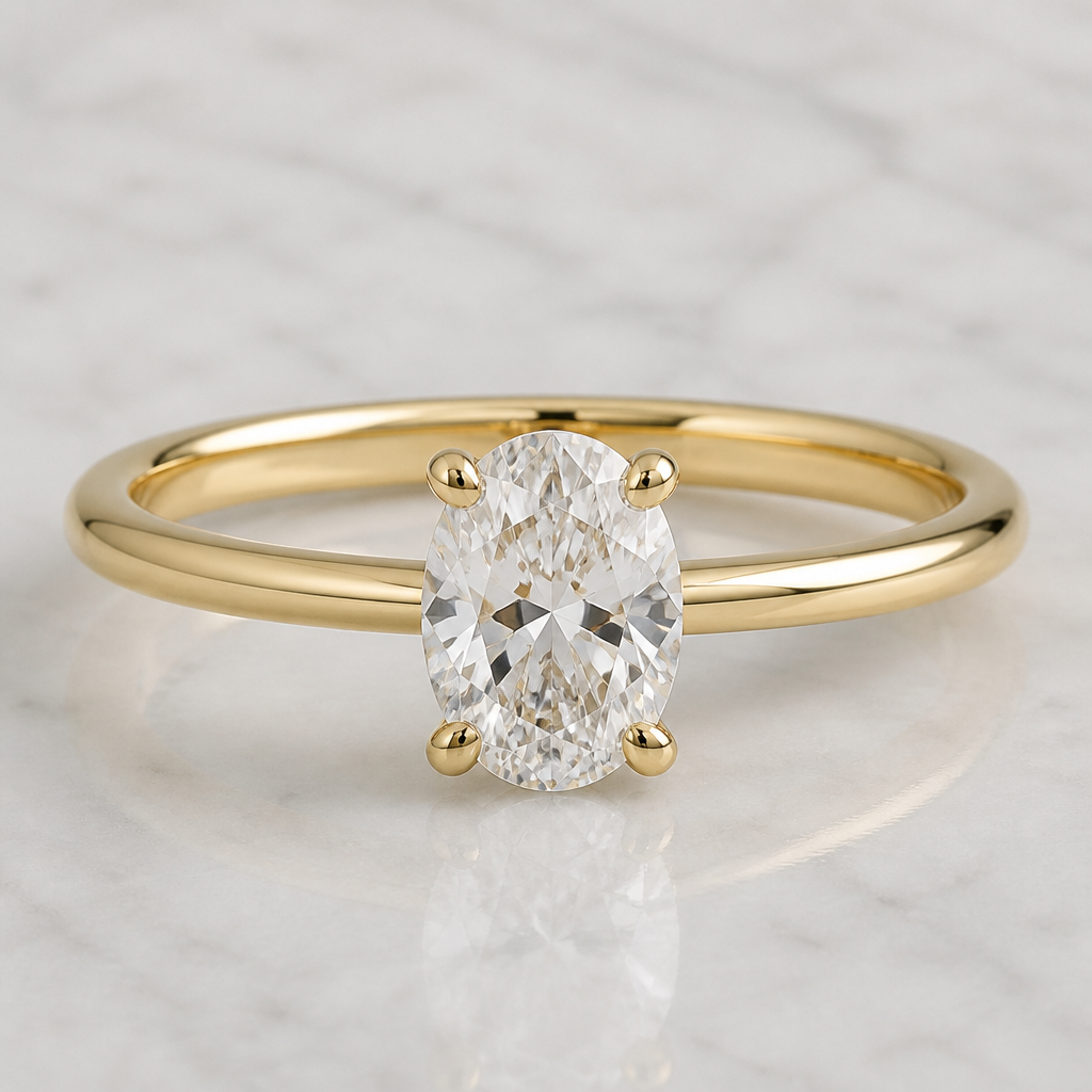 A luxury women's ring with diamond stones suitable for wedding, ultra-minimalist, very simple and clean, understated, no embellishments. A 0.70-carat oval diamond is used as the center stone.
photorealistic jewelry design, A luxury women's ring with diamond stones suitable for wedding, ultra-minimalist, very simple and clean, understated, no embellishments. A 0.70-carat oval diamond is used as the center stone., luxury style, just the design no text