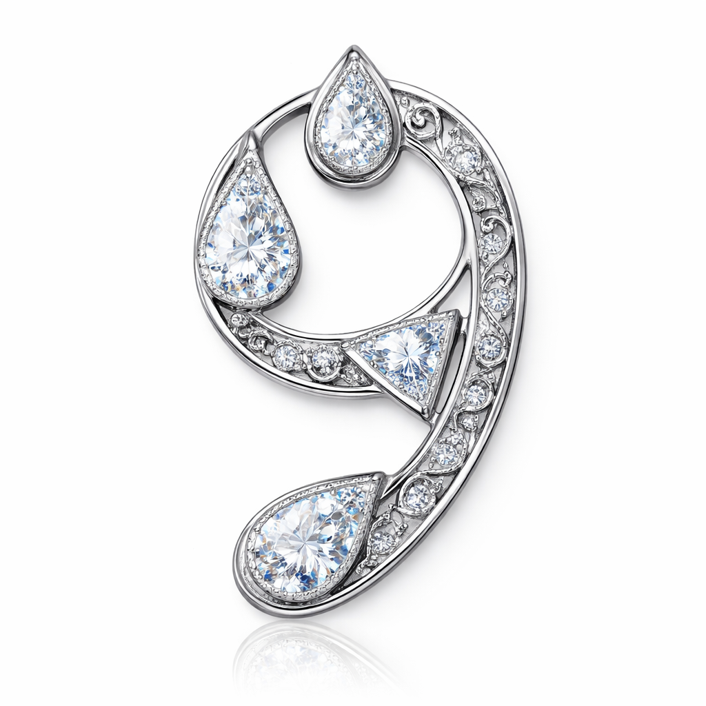 The “number 9 shape" Design** This utilizes negative space to make the piece look larger and more intricate. - **Arrangement**: Place the gems ( 2 gems in water drop shape and 2 gems in triangle shape) to form the 9 shape. - **Frame**: Connect the stones using a wire frame or a circle of metal that goes around the outside or inside of the stones. - **Style**: This looks very vintage or Art Deco, especially if you add small filigree details in the metal connecting the stones.