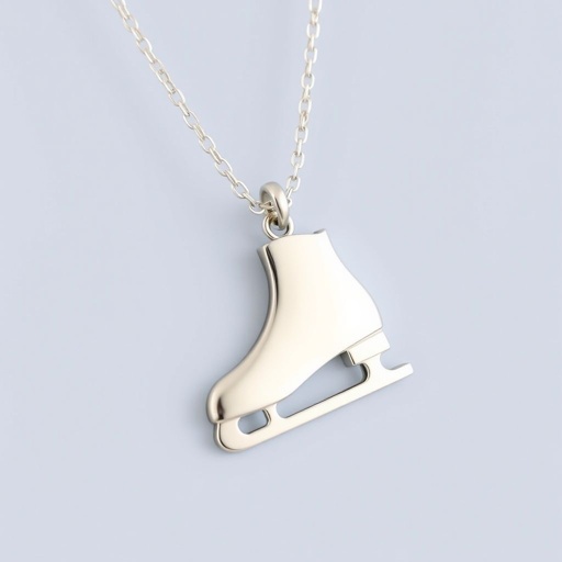 Silver Pendant shape one ice skate with turquoise stripe inside the low thin part blade