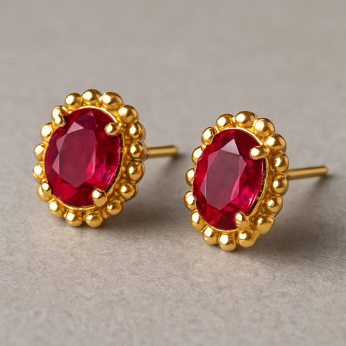Daily wear studs with ruby stone 