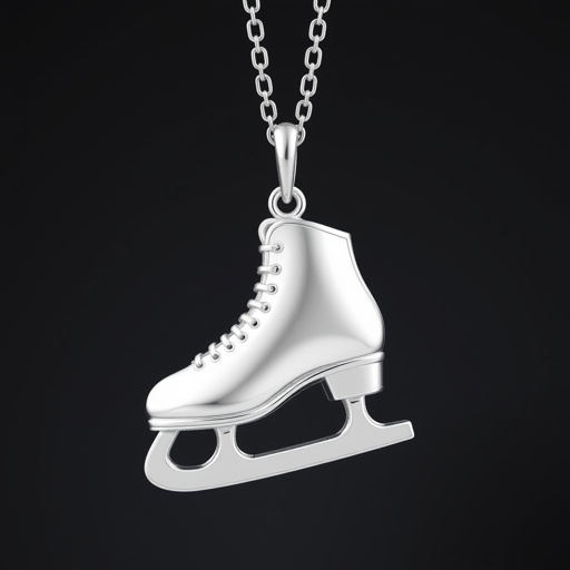 Pendant shape one ice skate with turquoise stripe as the low part