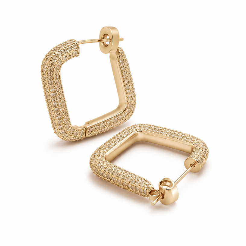 A women's earrings. tire da etiqueta e coloque em um fundo branco
using the attached image as a visual reference, create A women's earrings. tire da etiqueta e coloque em um fundo branco. photorealistic, just the design no text