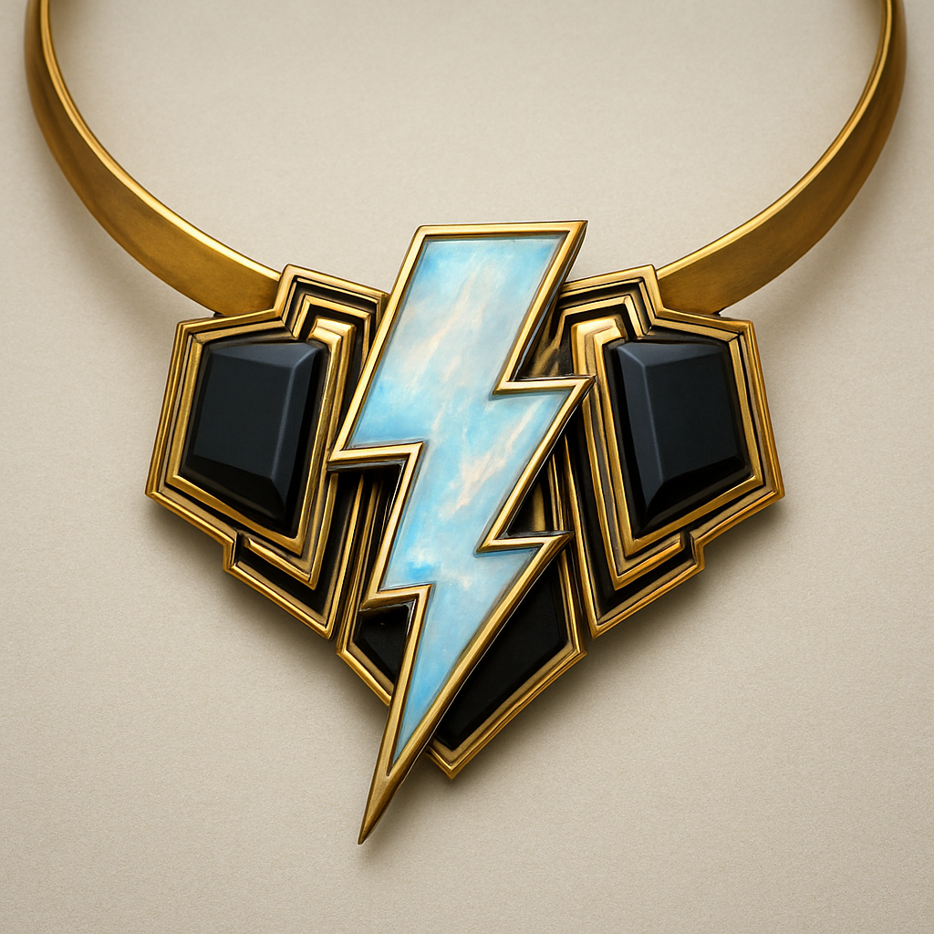 Opalite and onyx lightening bolt collar