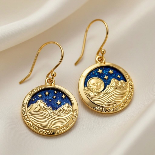 Серьги в золоте фазы луны длинные серьги плавные формы