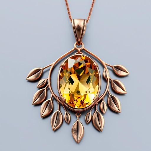 Oval cut citrine with copper shaped drop cut around the citrine