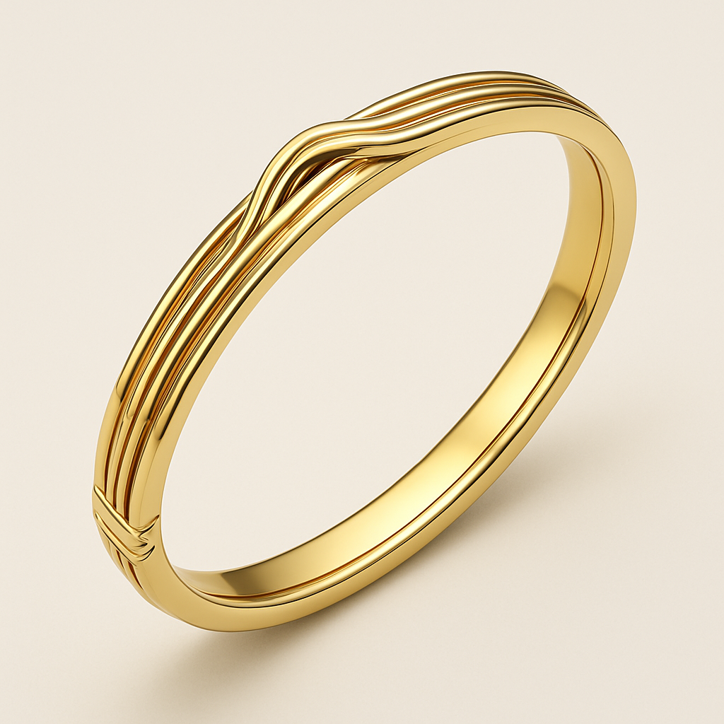 Create a 14k yellow gold bangle with sophisticated detailing
