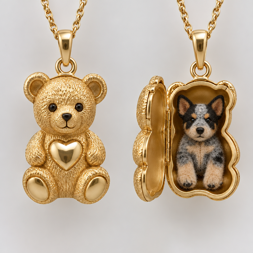 Emotional support stuffed animal Australian cattle dog
edit the attached jewelry design with these instructions: Emotional support stuffed animal Australian cattle dog. keep it photorealistic, just the design no text