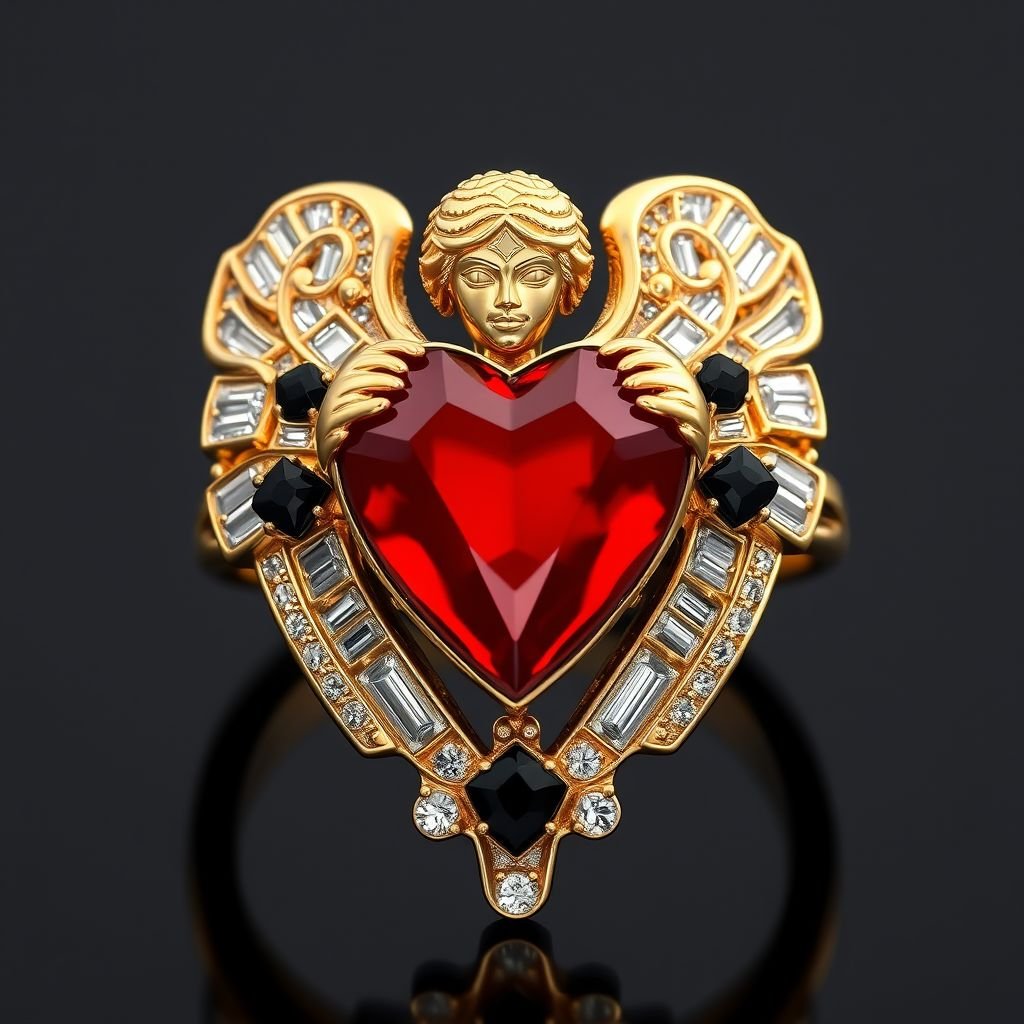 Angel with red heart c inside
