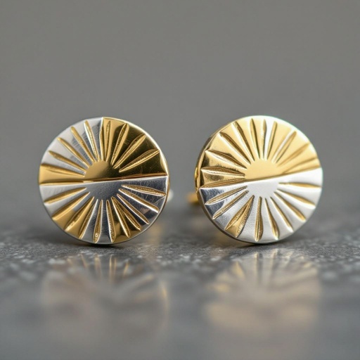 Золотые серьги полукруг половинка горящего солнца мятое неровное золото лучи волнистые другая половинка круга серебряная 