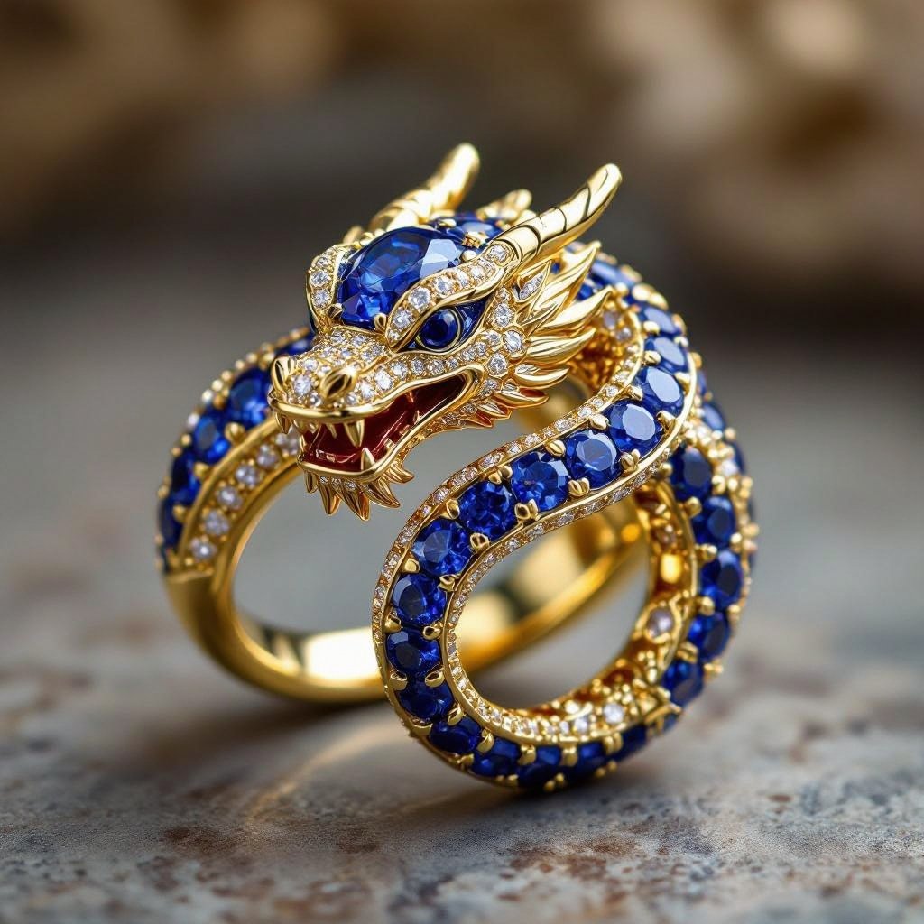 Sapphire dragon ring