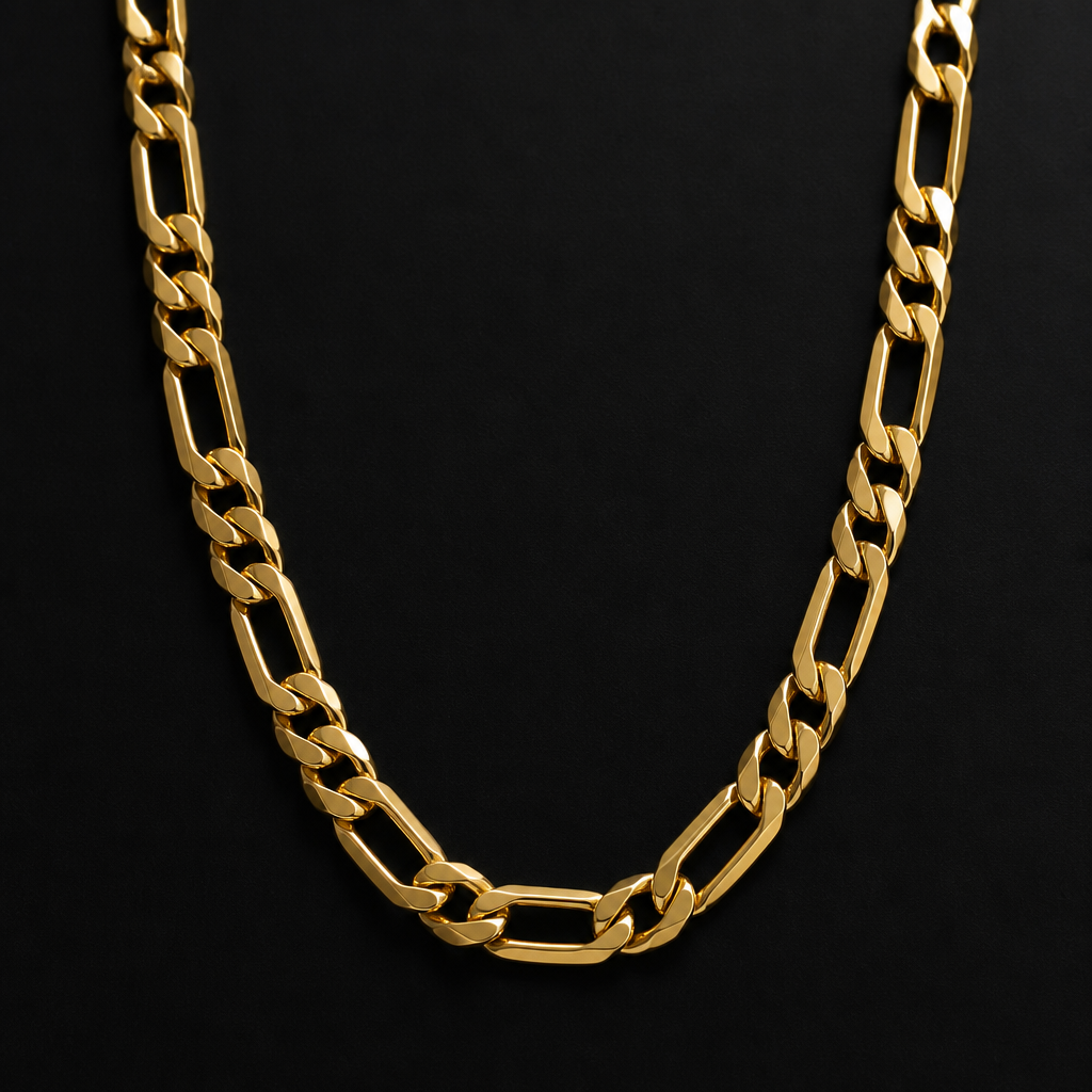A men's necklace. este colar eu quero que ele tenha uma boa impressão de brilho de ouro de 18 quilates
photorealistic jewelry design, A men's necklace. este colar eu quero que ele tenha uma boa impressão de brilho de ouro de 18 quilates, modern style, just the design no text