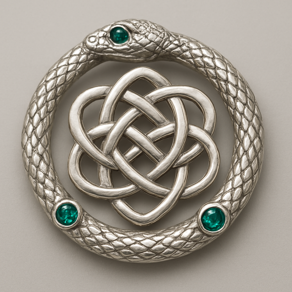 combine ouroboros to celtic knot that forms a brooch