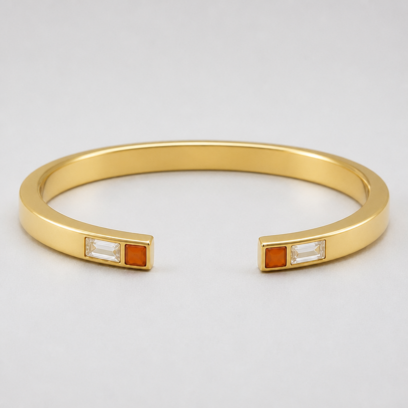A women's bracelet made of gold
using the attached image as a visual reference, create A women's bracelet made of gold. photorealistic, just the design no text