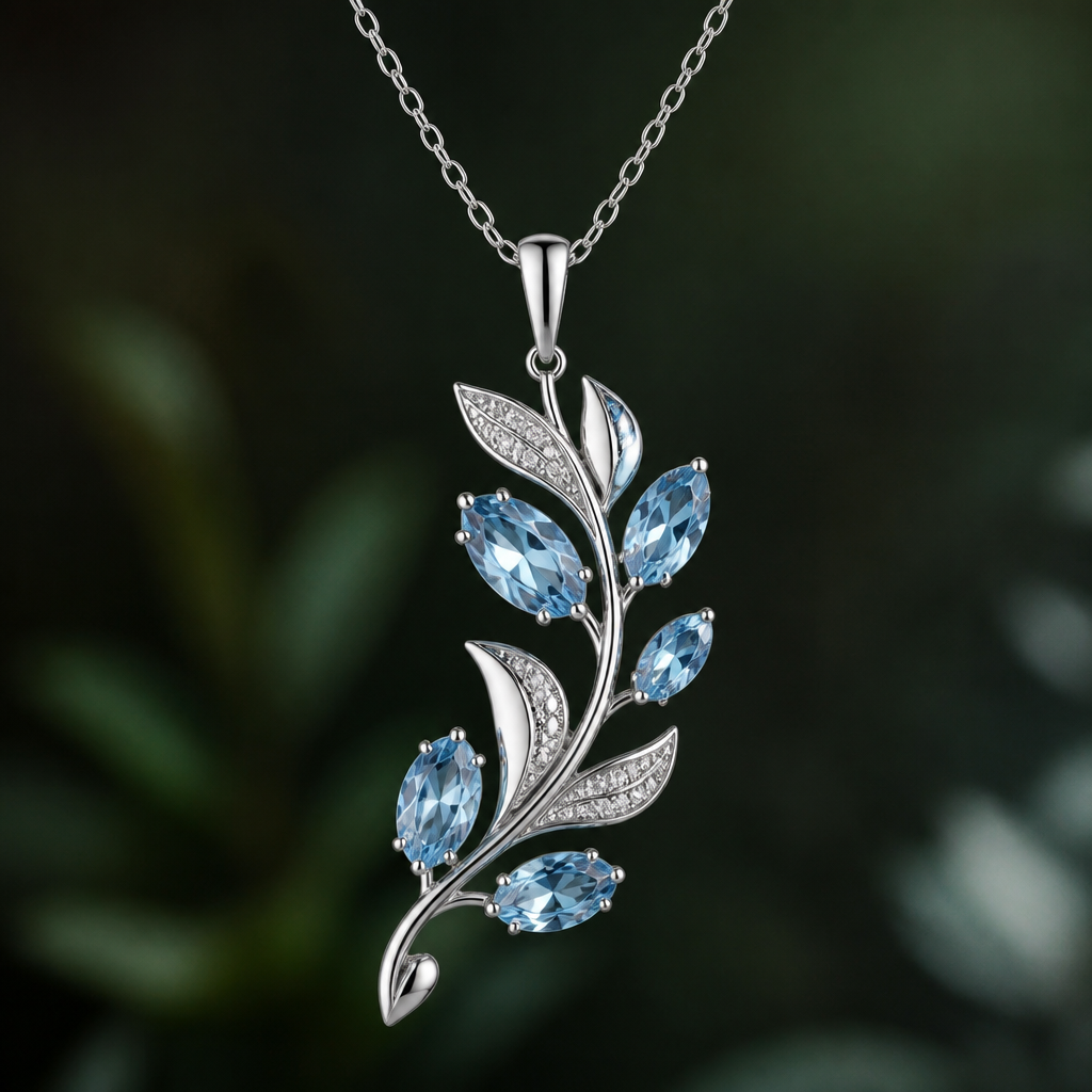 A nature women's pendant made of platinum with topaz stones suitable for formal
photorealistic jewelry design, A nature women's pendant made of platinum with topaz stones suitable for formal, nature_inspired style, just the design no text