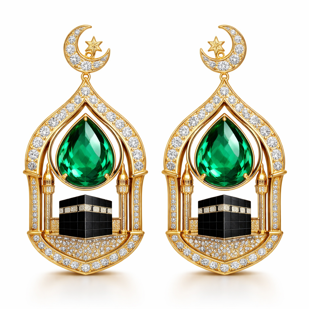 Earing la Makkah flat Inside one Green stone