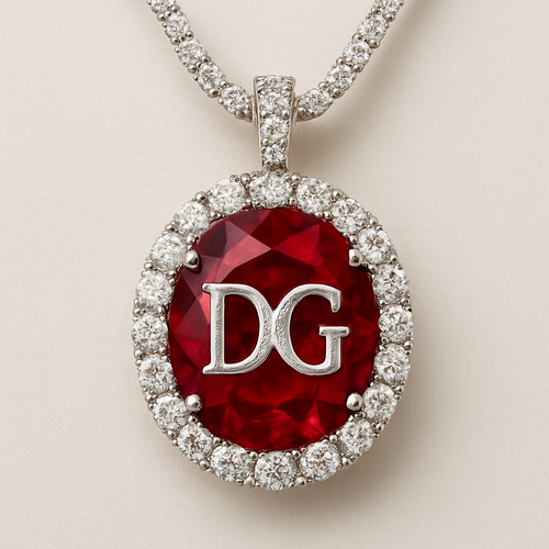 ruby with D and G letters pendant 
