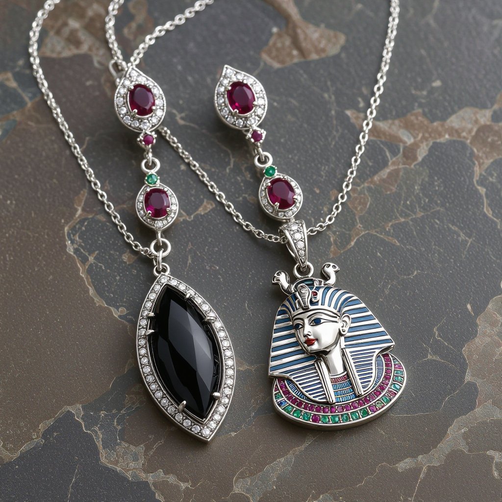 Zototy long earrings with a pendant symbolic image of the Egyptian god Ra with a bird's head symbol of the sun long chains