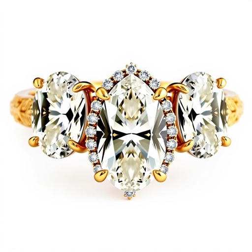 3 stone ring , 2 oval 4ct. Stone, 1 pear shape 3ct. diamond 