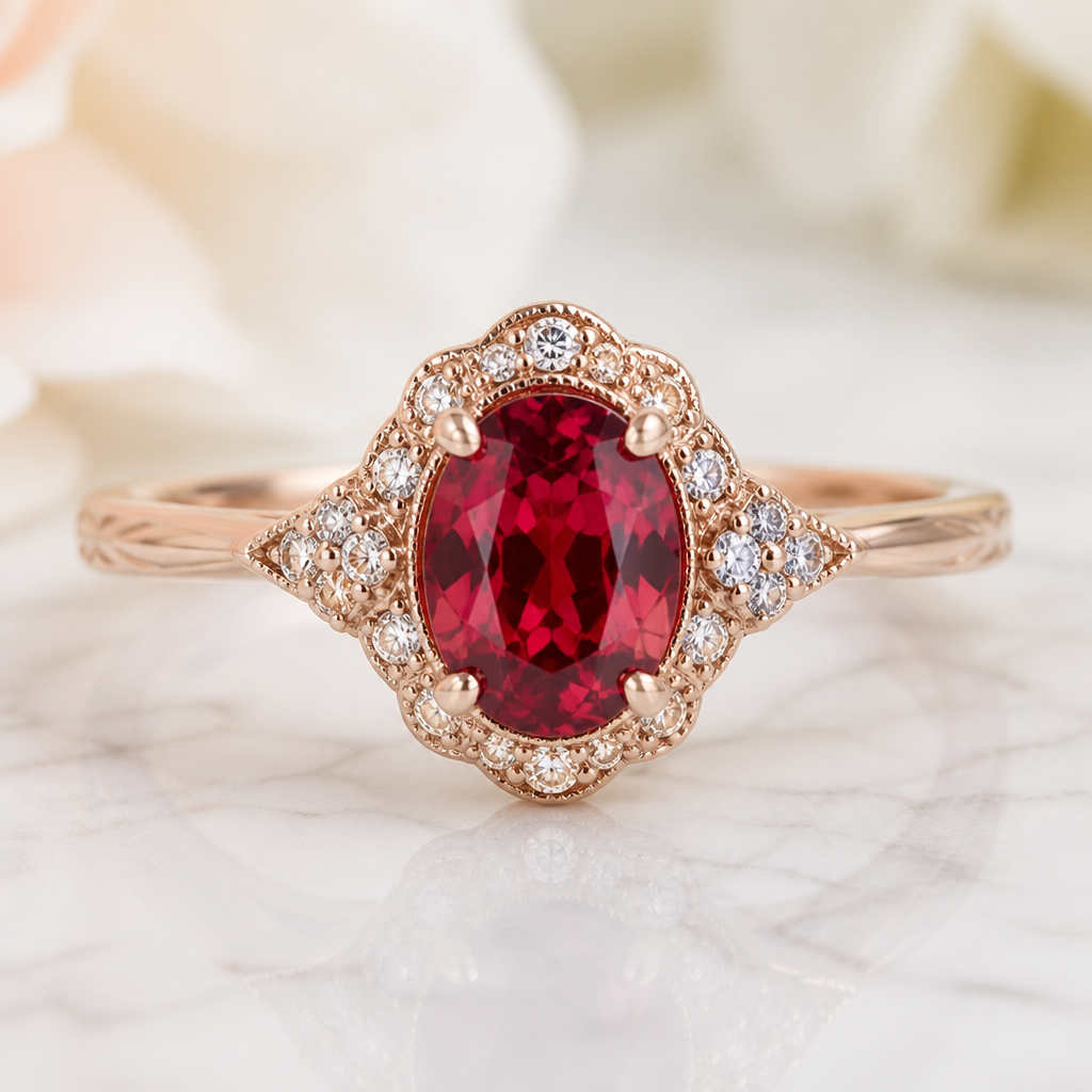 2 carat Spinel ring
photorealistic jewelry design, 2 carat Spinel ring, vintage style, just the design no text
