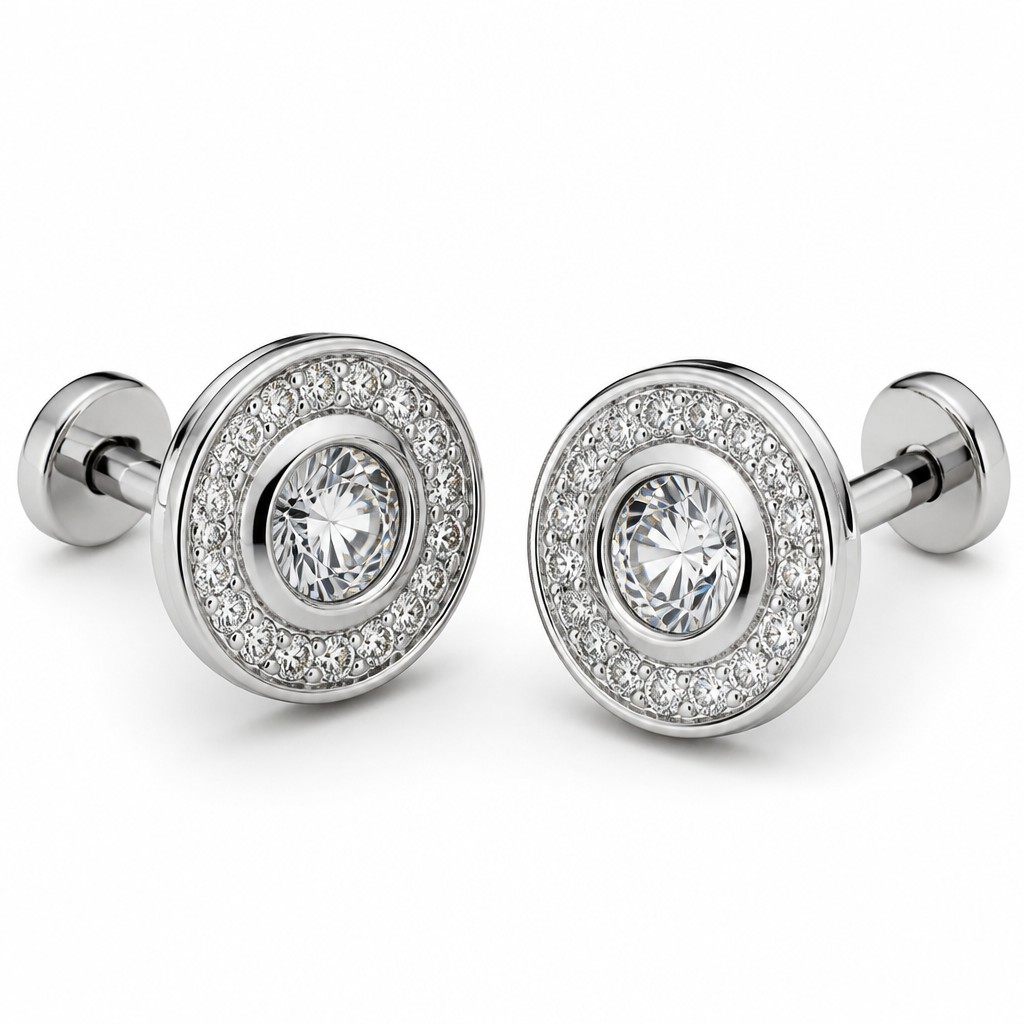 A women's cufflinks with diamond stones. diamond cufflinks
photorealistic jewelry design, A women's cufflinks with diamond stones. diamond cufflinks, modern style, just the design no text