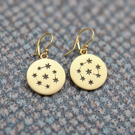 Небольшие золотые матовые серьги в виде созвездия