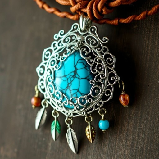 Turquoise pendant with silver metal