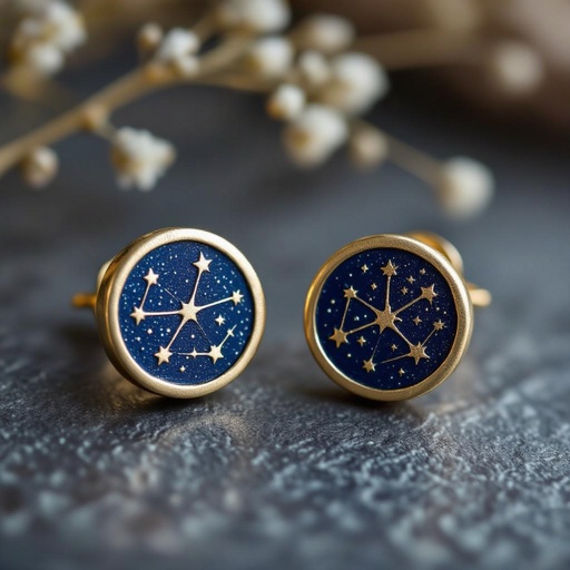 Небольшие золотые матовые серьги в виде созвездия