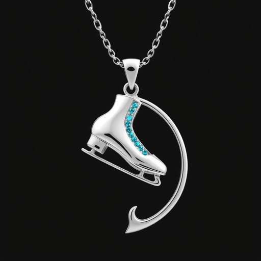 Pendant silver with stylized ice figure skating skates. Remove boots and leave only lowest part of skates. Add turquoise