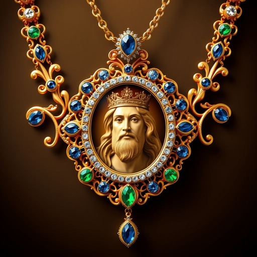 necklace with God photo with gold