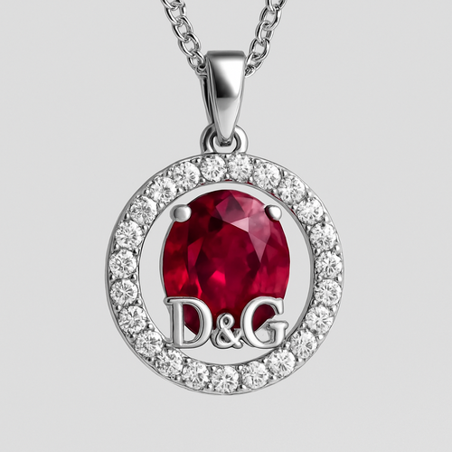 ruby with D and G letters pendant 