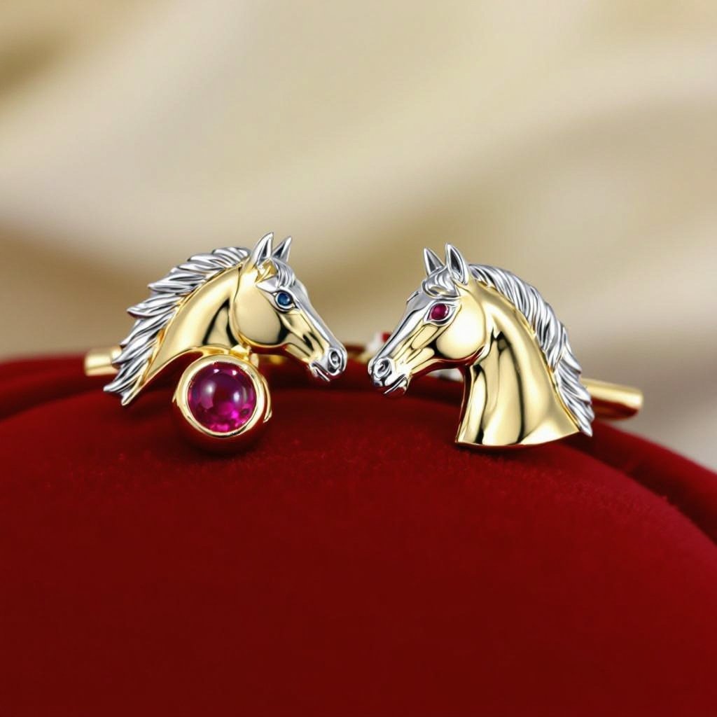 Horse show earring without diamonds, just simple