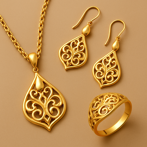  A set of jewelry that are golden 
