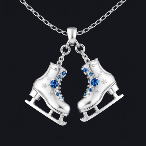 Pendant silver ice figure skating skates