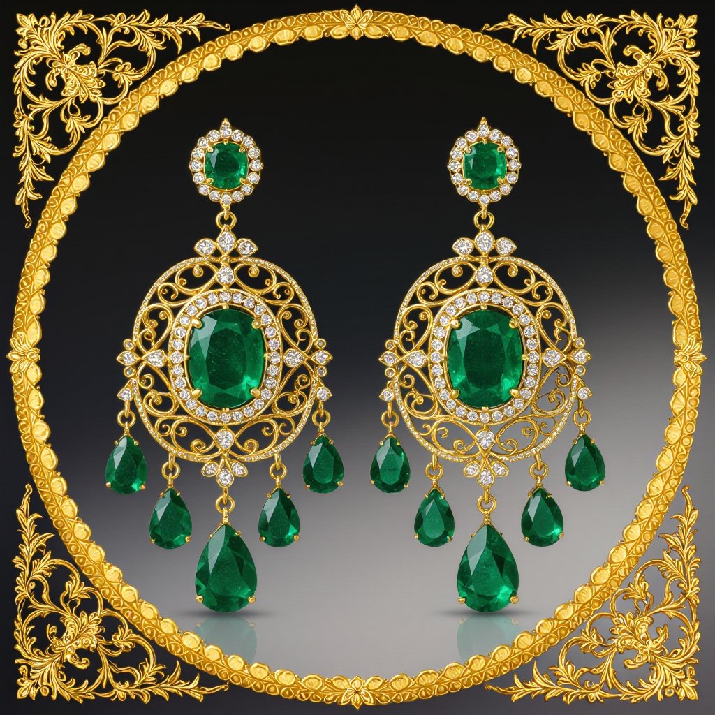 Statement earrings green