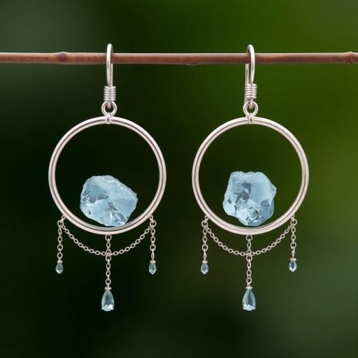 Silver minimal, raw gemstone, elegant 