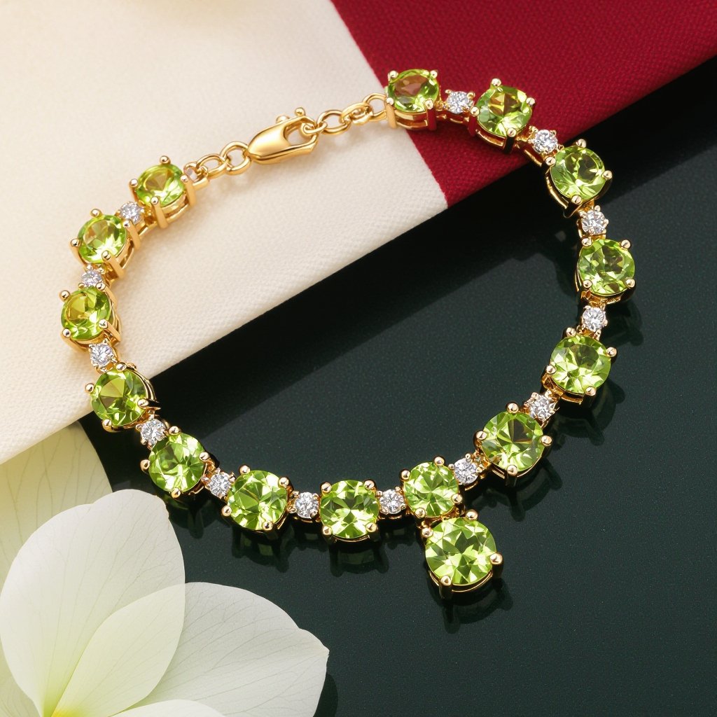 Modern peridot jewelry design with gold