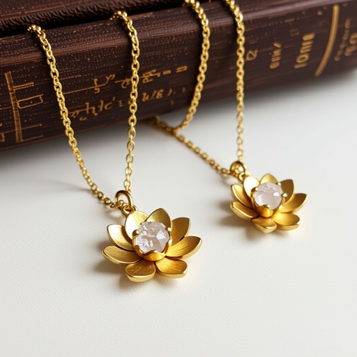 Серьги золото изящный маленький плоский лотос с необработанным маленьким хрусталем в центре, от лотоса идет золотая цепочка вниз с еще одним маленьким камушком хрусталя