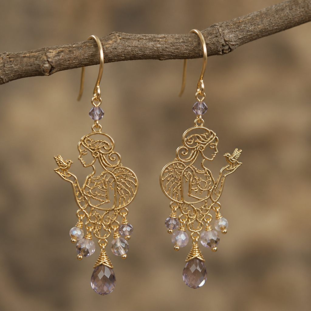 A mythological women's earrings suitable for daily wear. beautiful bead, crystal bead and wire earrings
photorealistic jewelry design, A mythological women's earrings suitable for daily wear. beautiful bead, crystal bead and wire earrings, mythological style, just the design no text