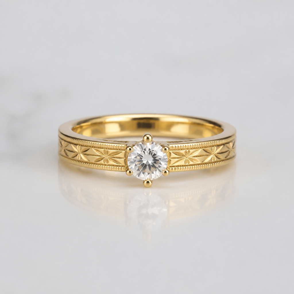A women's ring. anillo de oro más pequeño y enderezar los grabados laterales
photorealistic jewelry design, A women's ring. anillo de oro más pequeño y enderezar los grabados laterales, modern style, just the design no text