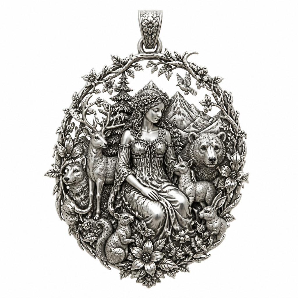 A vintage women's pendant made of silver suitable for festival. An extraordinary excellent beautiful and delicate, super modern pendant with all the elements of nature, with all the animals, with all the plants and with all the flowers of the forest of the mountains, without stones, without background only the pendant, all the animals, plants, trees, flowers, women to be like statues.
photorealistic jewelry design, A vintage women's pendant made of silver suitable for festival. An extraordinary excellent beautiful and delicate, super modern pendant with all the elements of nature, with all the animals, with all the plants and with all the flowers of the forest of the mountains, without stones, without background only the pendant, all the animals, plants, trees, flowers, women to be like statues., vintage style, just the design no text