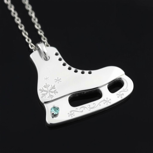 Silver pendant of ice skating blade only no boots