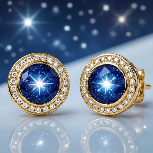 Золотые серьги космический дизайн сириус