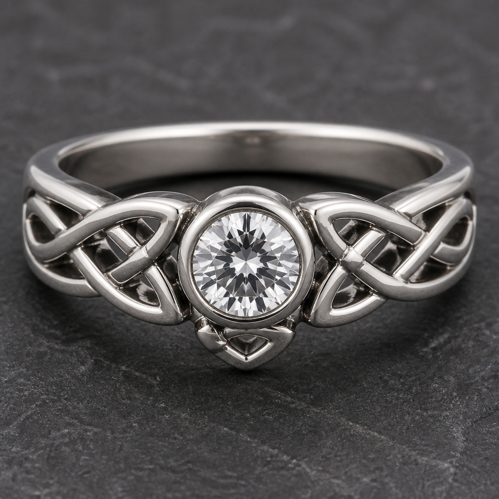 . Refinement: take the amethyst out and add a brighter stone
photorealistic jewelry design, . Refinement: take the amethyst out and add a brighter stone, Celtic style, just the design no text