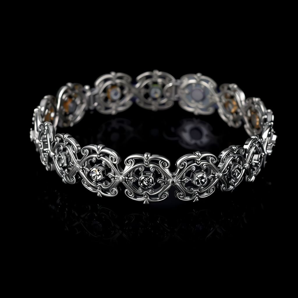 Man bracelet silver small different beasis  