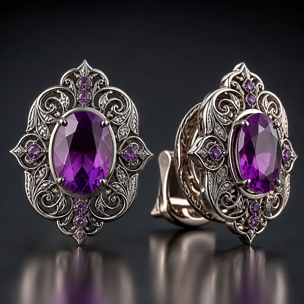 A women's cufflinks with amethyst stones, highly ornate, intricate and elaborate, richly detailed
photorealistic jewelry design, A women's cufflinks with amethyst stones, highly ornate, intricate and elaborate, richly detailed, modern style, just the design no text